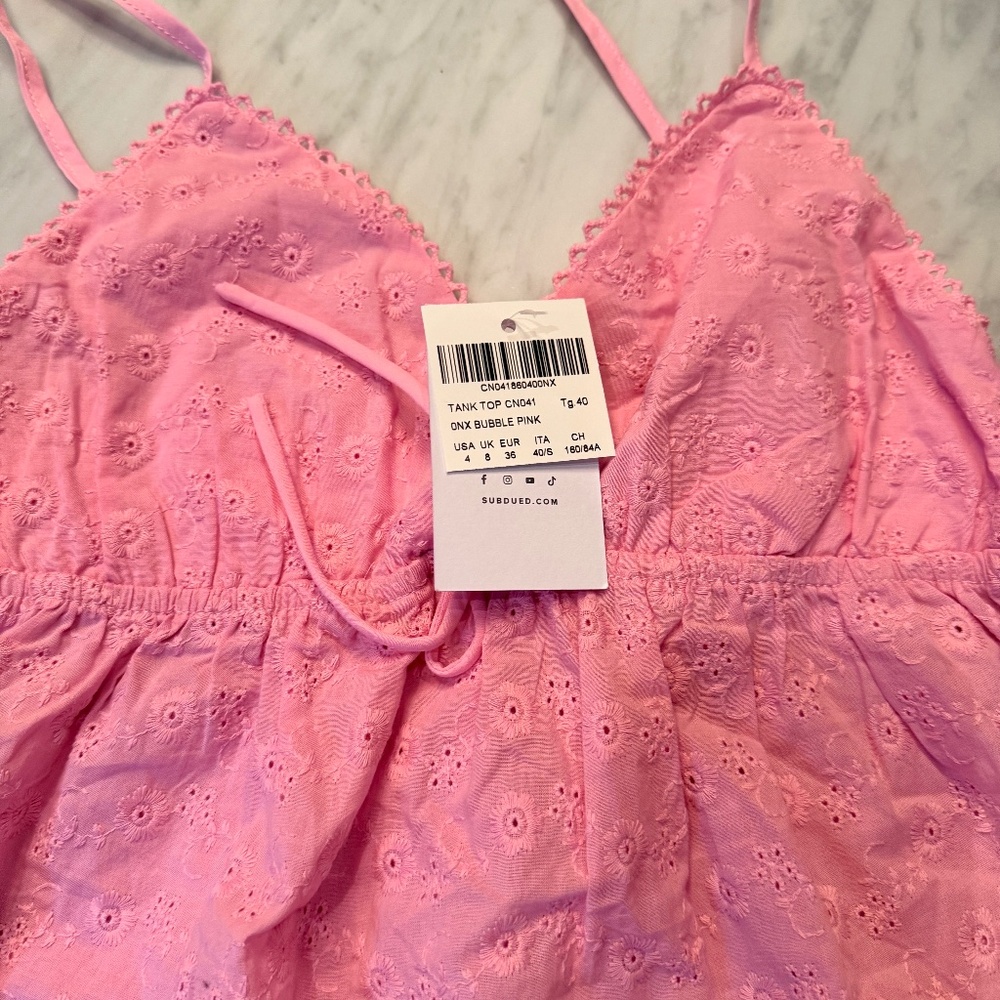 Subdued Pink Eyelet Tank Top